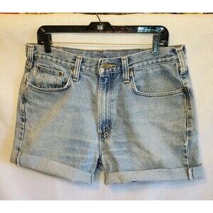 Carhartt Shorts Unisex Boyfriend Sz 36/14 Blue Denim Jean Skate Cut Off Street